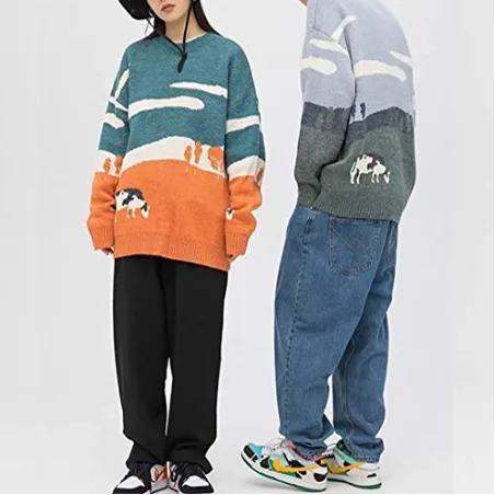 Grassland Cow Vintage large knitted sweater (9)