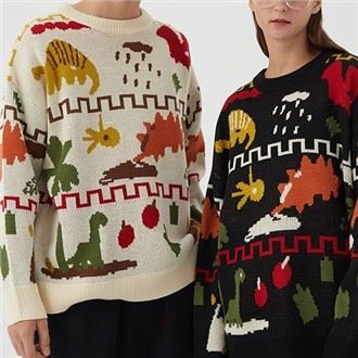 Dinosaurs Jacquard kootud paariline kampsun