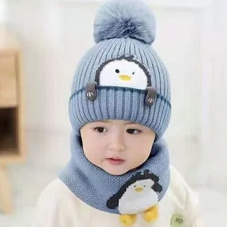 Müts Sall Penguin Armas disain Pompon Knit Komplekt