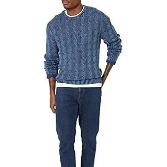 Meeste pehme puuvillane Fried Dough Twist kootud ümara kaelusega kampsun